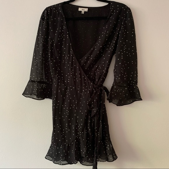 Ava. Black Mini Wrap Dress - Picture 1 of 4